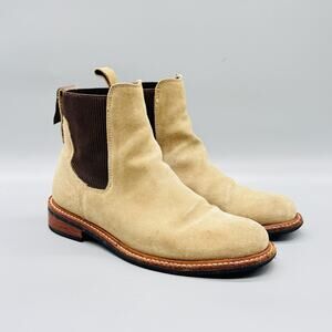 Nisolo Boots Womens 7.5 Beige Suede Chelsea Ankle Pull On Lug Sole Booties